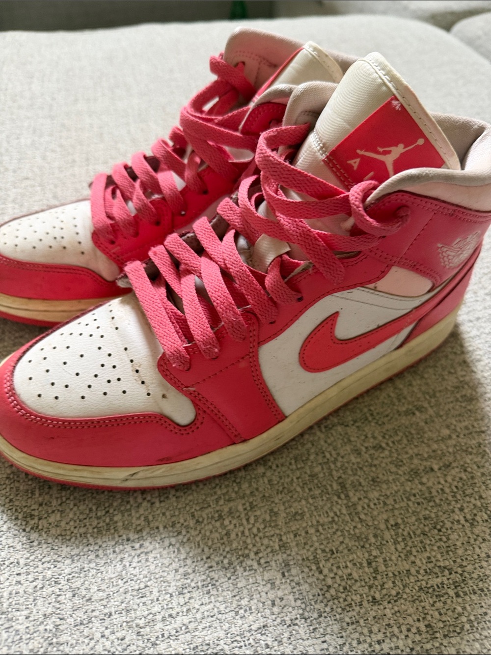 Nike Air Force Pink and White High-Top Sneakers